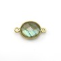 Faceted oval labradorite set in gold-plated silver 2 rings 11x13mm x 1pc