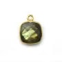 Labradorite coussin facette sertie sur argent doré 11mm x 1pc