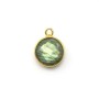 Faceted round labradorite set in gold-plated silver, 1 ring,  9mm x 1pc