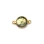Labradorite ronde sertie sur argent doré 2 anneaux 9mm x 1pc