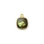 Labradorite coussin facette sertie sur argent doré, 1 anneau, 9mm x 1pc