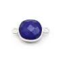 Lapis lazuli de forme carré, 2 anneaux, serti en argent, 11mm x 1pc