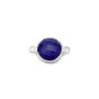Lapis lazuli de forme ronde, 2 anneaux, serti en argent, 9mm x 1pc