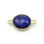Lapis lazuli in oval-shaped, 2 rings, set in gilt silver, 11 * 13mm x 1pc