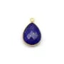 Lapis lazuli en forme de goutte, 1 anneau, serti en argent doré 11x15mm x 1pc