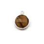 Oeil de tigre rond, 1 anneau, serti sur argent, 11mm x 1pc