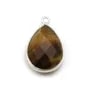 Oeil de tigre en goutte, 1 anneau, serti sur argent, 13x21mm x 1pc