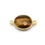 Oeil de tigre ovale, 11x13mm, 2 anneaux sertie sur argent 925 doré à l'or fin x 1pc