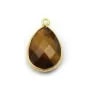 Oeil de tigre, goutte 1 anneau serti sur argent doré, 13x17mm x 1pc