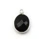 Faceted oval Agate set in gold gilt silver with zirconium  13x17mm x 1pc