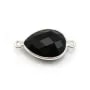 Agate goutte 2 anneaux sertie en argent 925 x 1pc