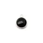 Agate noir de forme ronde, 1 anneau, sertie en argent 9mm x 1pc