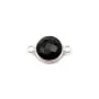 Agate in black color, in round shape, 2 rings set in silver, 9mm x 1pc