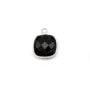 Agate noir de forme carré, 1 anneau, serti en argent, 9mm x 1pc