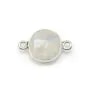 Pierre de lune 2 anneaux  sertie en argent x 1pc