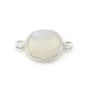 Pierre de lune ovale 2 anneaux sertie sur argent x 1pc 