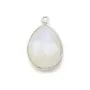 Pierre de lune goutte 1 anneau sertie sur argent x 1pc