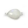 Pierre de lune goutte 2 anneaux sertie sur argent x 1pc