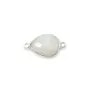 Pierre de lune en goutte, 2 anneaux, sertie sur argent, 11x15mm x 1pc