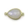 Pierre de lune en forme de goutte, sur argent doré, 17x13mm x 1pc