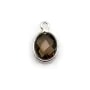 Quartz fumé ovale facette sertie sur argent 9x11mm x 1pc