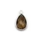 Quartz fumé goutte facette sertie sur argent doré 11x15mm x 1pc