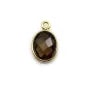 Quartz fumé ovale facette sertie sur argent doré 9x11mm x 1pc