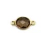 Quartz fumé ovale facette sertie sur argent doré 2 anneaux 9x11mm x 1pc