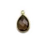 Quartz fumé goutte facette sertie sur argent doré 11x15mm x 1pc