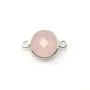 Quartz rose rond facette sertie sur argent 925 2 anneaux 11mm x 1pc