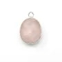 Quartz rose ovale facette sertie sur argent 925 10x12mm x 1pc