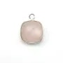 Quartz rose coussin facette sertie sur argent 925 11mm x 1pc