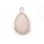 Quartz rose goutte facette sertie sur argent 925 13x17mm x 1pc