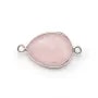 Quartz rose goutte facette sertie sur argent 925 2 anneaux 13x17mm x 1pc