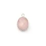 Quartz rose ovale facette sertie sur argent 9x11mm x 1pc