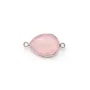 Quartz rose goutte facette sertie sur argent 2 anneaux 11x15mm x 1pc