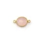 Quartz rose ovale facette sertie sur argent doré 2 anneaux 9x11mm x 1pc