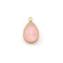 Quartz rose goutte facette sertie sur argent 925 doré à l'or fin 11x15mm x 1pc