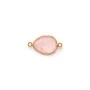 Quartz rose goutte facette sertie sur argent 925 doré à l'or fin 2 anneaux 11x15mm x 1pc