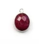 Pierre traitée couleur rubis sertie sur argent 925 ovale facettée 10x12mm x 1pc