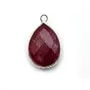 Pierre traitée couleur rubis sertie sur argent 925 goutte facettée 13x17mm x 1pc