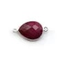 Pierre traitée avec 2 anneaux couleur rubis sertie sur argent 925 goutte facettée 13x17mm x 1pc
