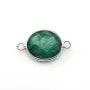 Faceted oval treated emerald colored gemstone set in 925 sterling silver 2 rings 11x13mm x 1pc