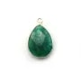 Pierre traitée couleur émeraude sertie sur argent goutte facettée 13x17mm x 1pc