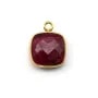 Faceted square color ruby gemstone set in sterling silver 11mm x 1pc