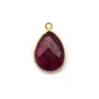 Faceted drop color ruby gemstone set in sterling silver 13x17mm x 1pc