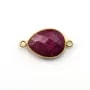 Faceted drop with 2 rings color ruby gemstone set in sterling silver 13x17mm x 1pc