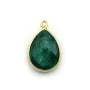 Pierre traitée couleur émeraude sertie sur argent doré goutte 13x17mm x 1pc