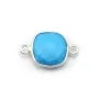 Turquoise reconstituée carré 2 anneaux sertie en argent x 1pc