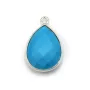 Turquoise reconstituée goutte 1 anneau serite en argent  x 1pc 